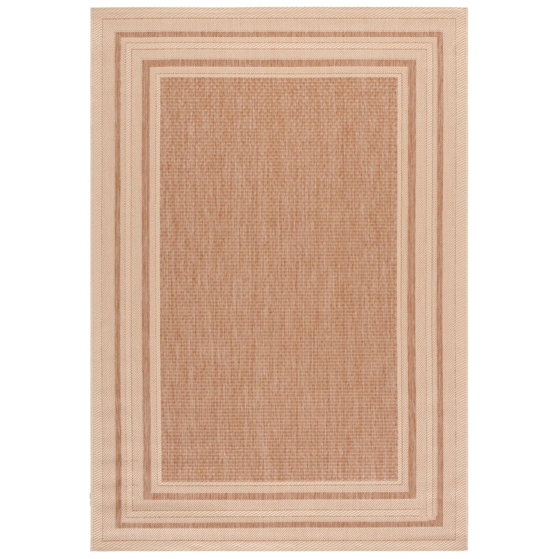 SAFAVIEH Courtyard Vickie Indoor/Outdoor Waterproof Patio Backyard Rug - 4' x 5'7" - Dark Beige/Beige
