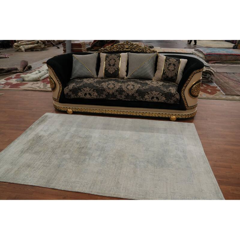 Hand-knotted Modern Silk Beige Abstract Oriental Area Rug - 7' 11'' X 4' 11''