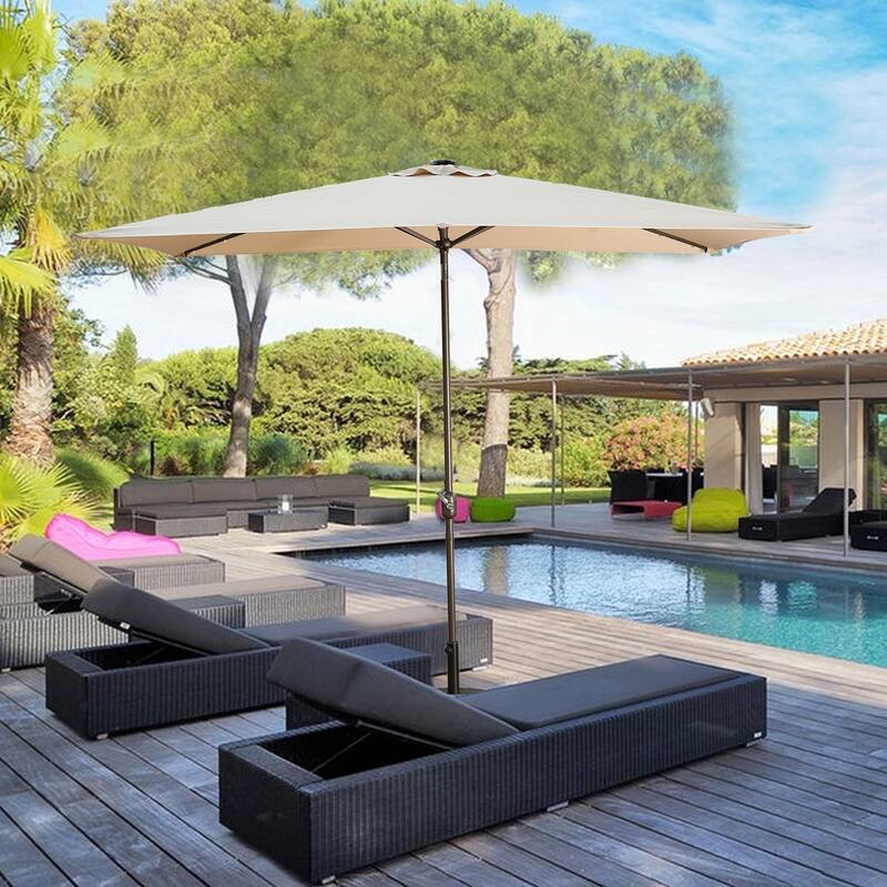 Clihome 10' x 6.5' Rectangular LED Market Patio Umbrella