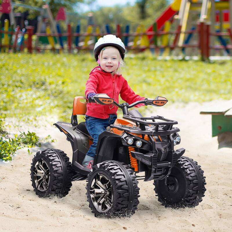 Kids Electric 12V ATV with Music Player, Realistic Headlights, Rechargeable Battery, and Wide Wheels - Safe and Fun