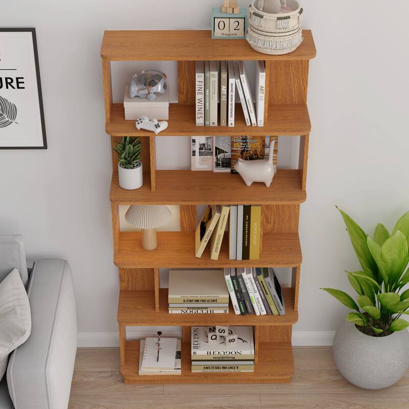 31.5"L X 64.56"H Free Combination Bookshelf Modern 5-Tier Open Storage Bookcase Mdf Wood Display Shelving,Media Storage Shelves