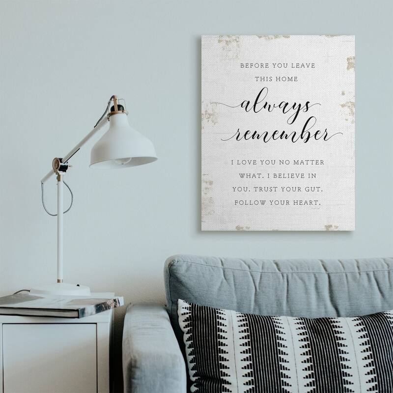 Stupell Always Follow Your Heart Phrase Country Home Charm Canvas Wall Art - Black