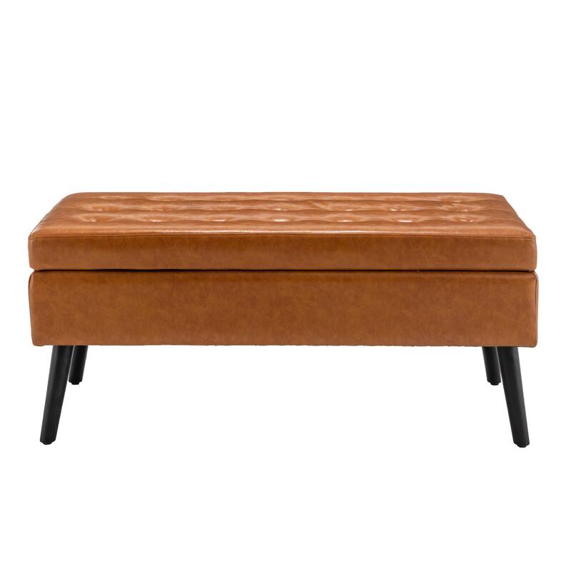Comfortable Ottoman Bench Entryway Footrest Seat for Living Room, Storage Bench Hallway Stool with Safety Hinged Flap