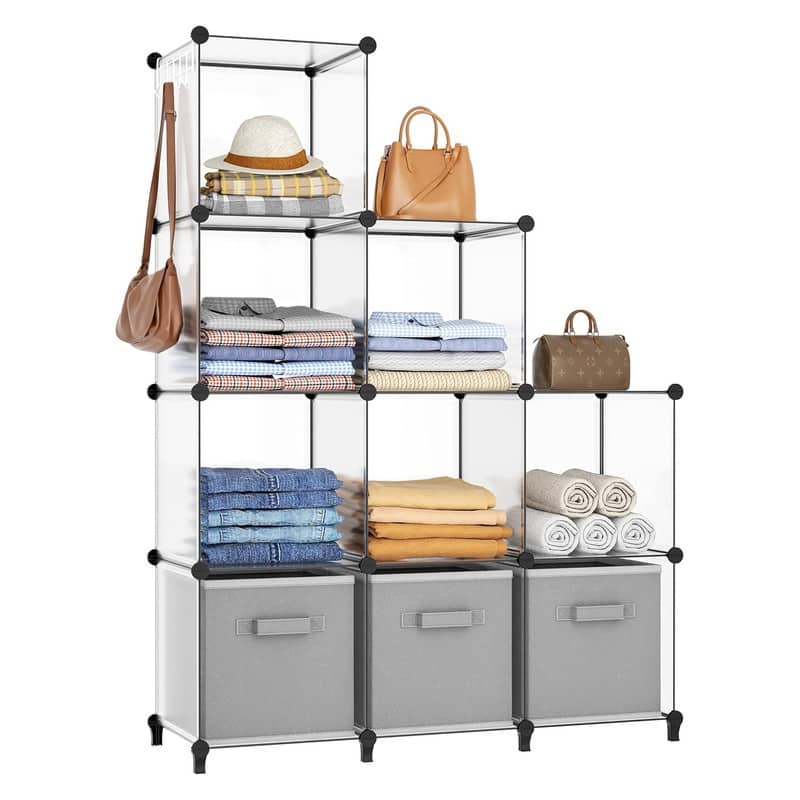 9 Cube Storage Organizer, Portable Closet Organizer - Transparent