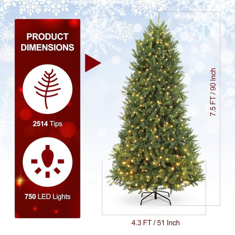 Pre-Lit Artificial Christmas Tree with Warm White Lights