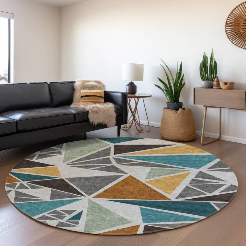 Premium Washable Super Soft Contemporary Mosaic Mayfield Rug - Gray - 8' x 8'