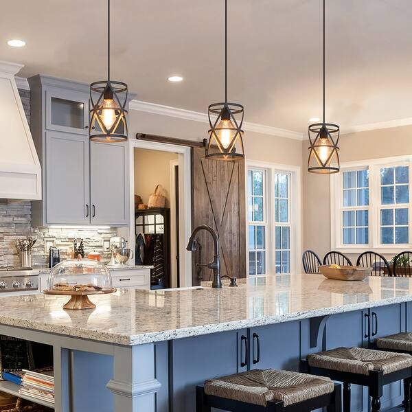 Modern Industrial 1-light Drum Cage Island Bar Mini Pendant ...