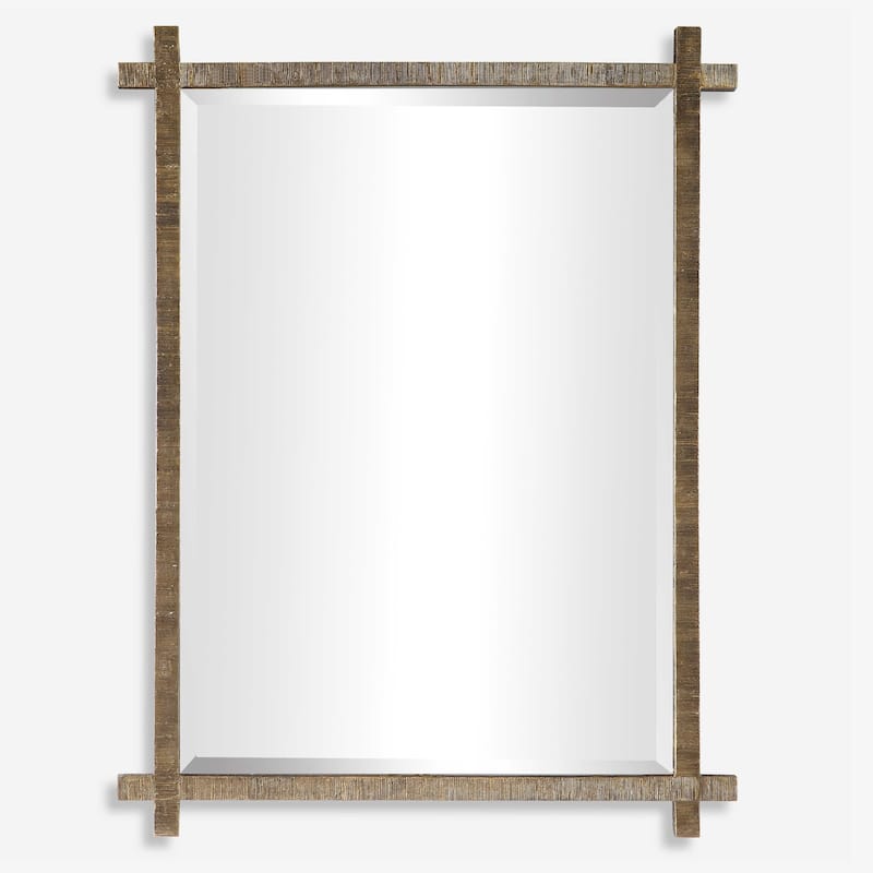 Beveled Rectangular Wall Mirror - 40" - Antique Gold