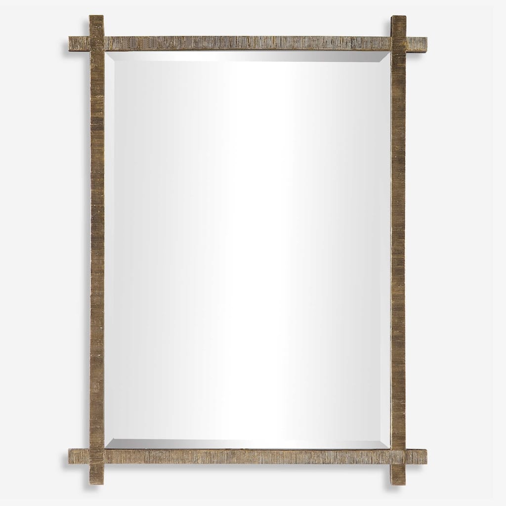 Beveled Rectangular Wall Mirror - 40" - Antique Gold