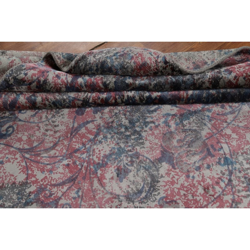 Contemporary Abstract Area Rug Hand-Knotted Multi-Color Wool Carpet - 6'7" x 9'8"