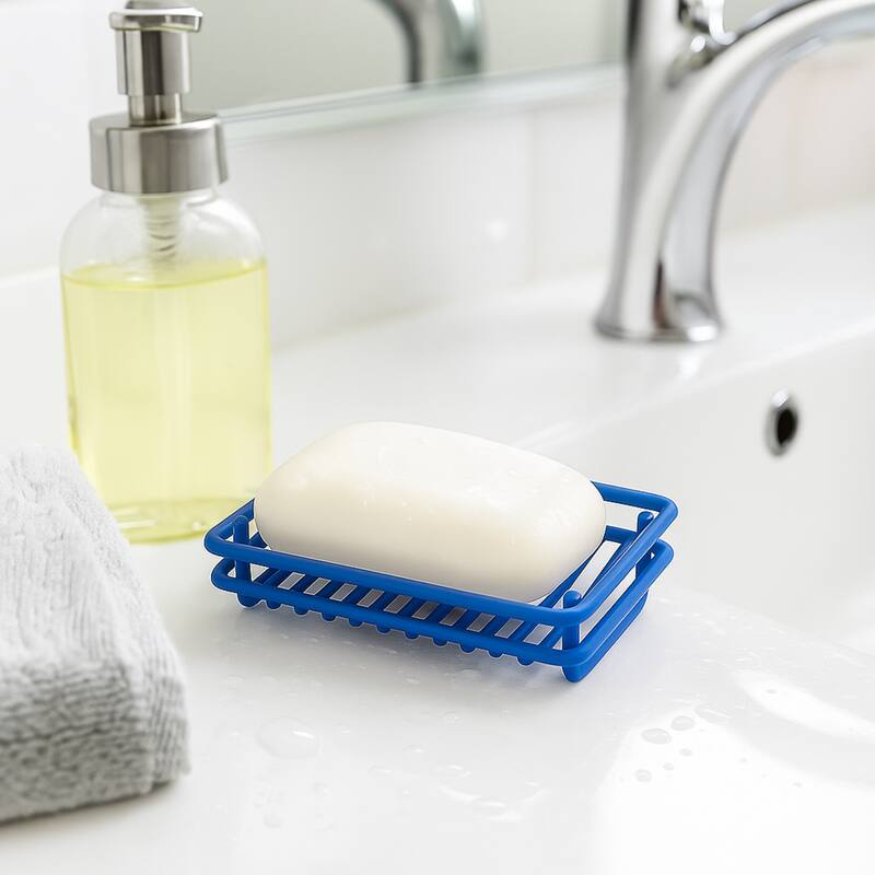 Creative Home Blue Powder Coated Metal Wire Soap Dish