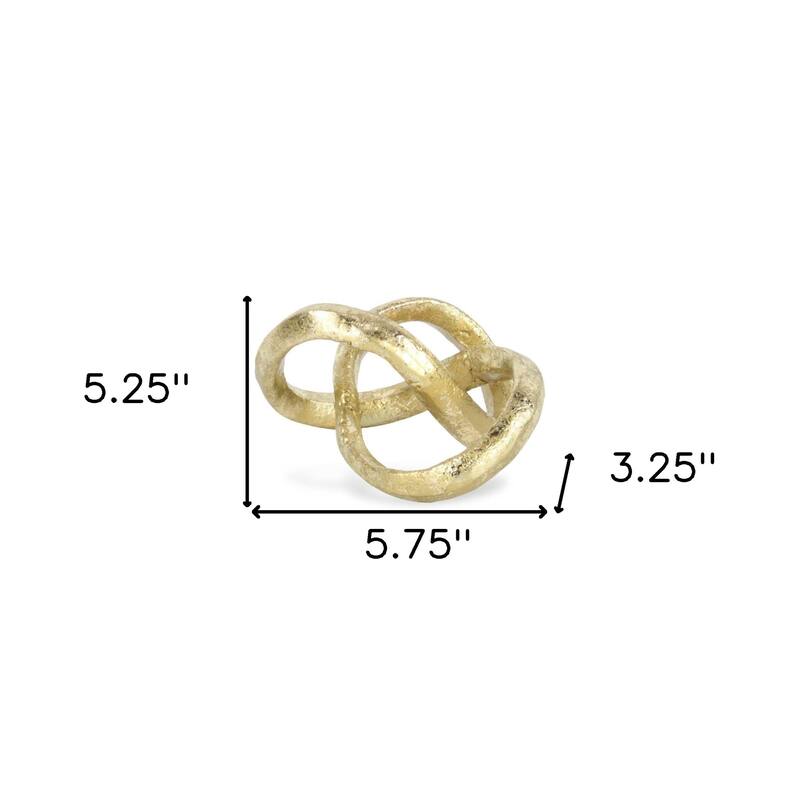 HomeRoots 6" Gold Cast Iron Modern Abstract Infinity Knot Tabletop Sculpture - 5.75' X '3.25' X '5.25