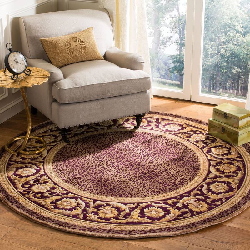 SAFAVIEH Couture Hand-knotted Florence Bita Traditional Oriental Wool Rug - 6' x 6' Round - Gold/Burgundy
