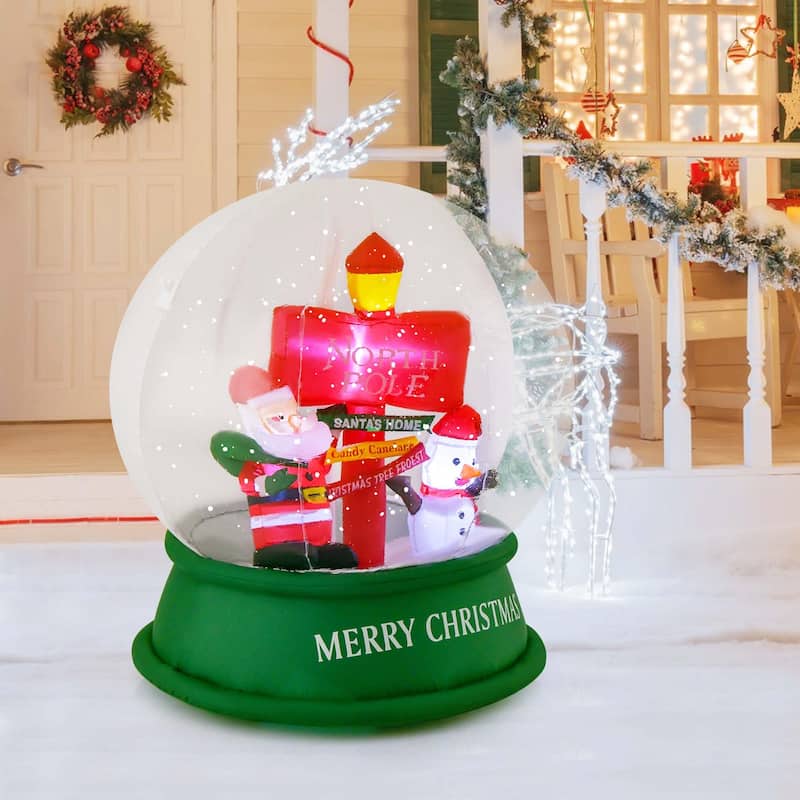 4 FT Christmas Inflatable Santa Snow Globe Light Up Crystal Ball