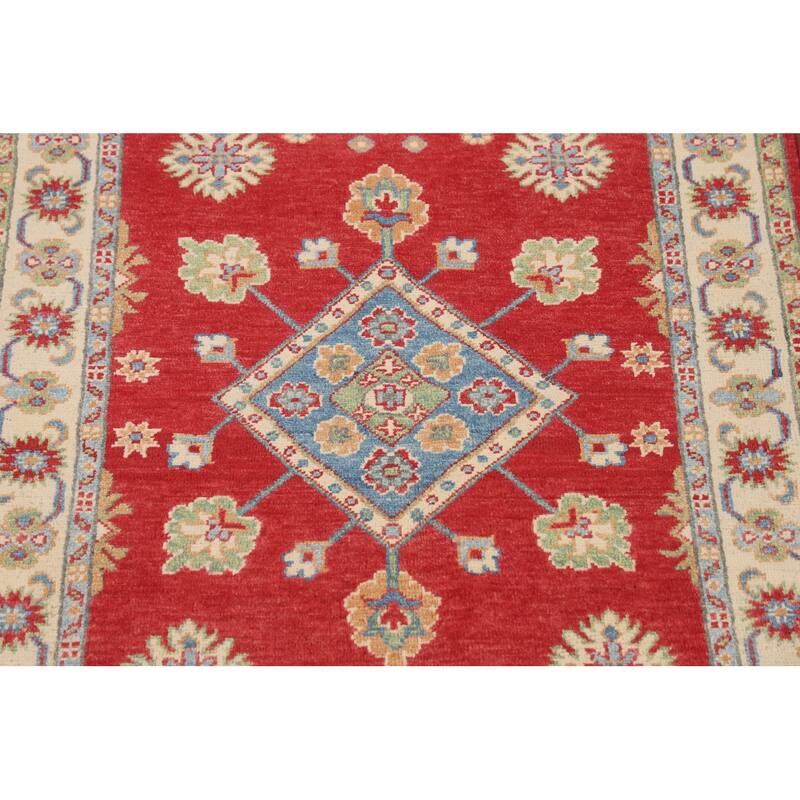 Traditional Red Kazak Accent Rug Handmade Wool Carpet - 3'2" x 4'11"