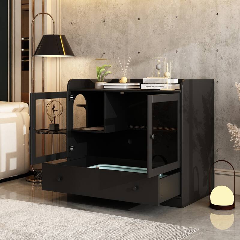40" Cat-Friendly Litter Box Enclosure with Storage Bookcase Cabinet