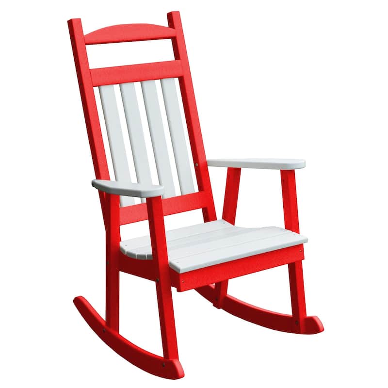 Poly Classic Porch Rocker - Bright Red with White Accents