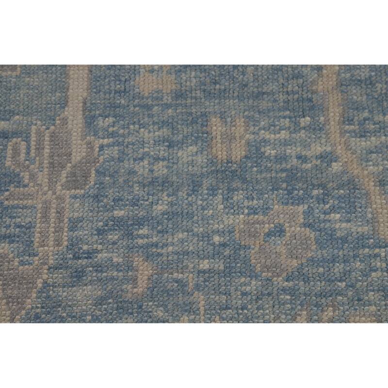 Hand Knotted Oriental 100% Wool Carpet Transitional All-Over Navy Blue & Blues Oushak Area Rug - 12' 6'' X 9' 11''