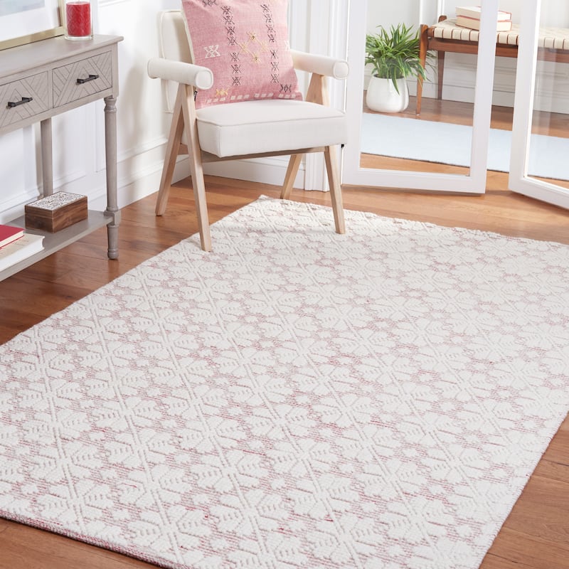 SAFAVIEH Handmade Vermont Jolie Wool Rug - 4' x 6' - Ivory/Red