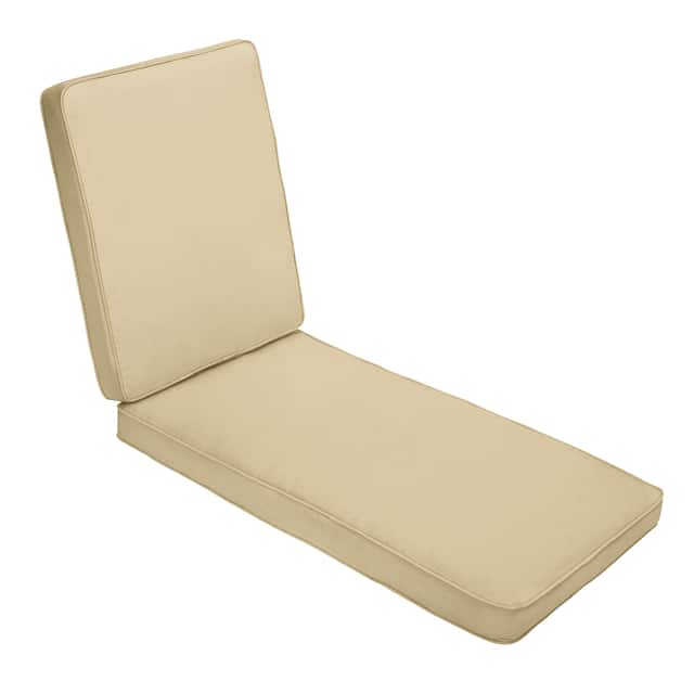 Hinged Sunbrella Chaise Cushion - 24"W x 73"L x 3"H - Antique Beige with Charcoal Cording