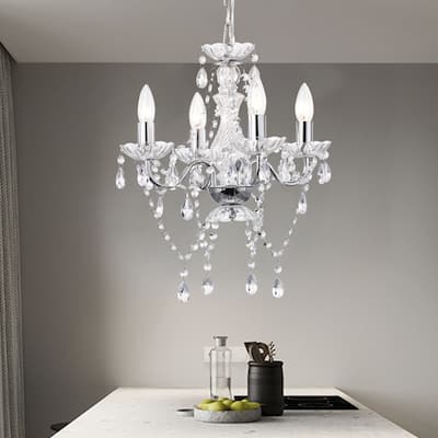 Pink Chandeliers 5-Light Acrylic Crystal Chandelier for Girls Room