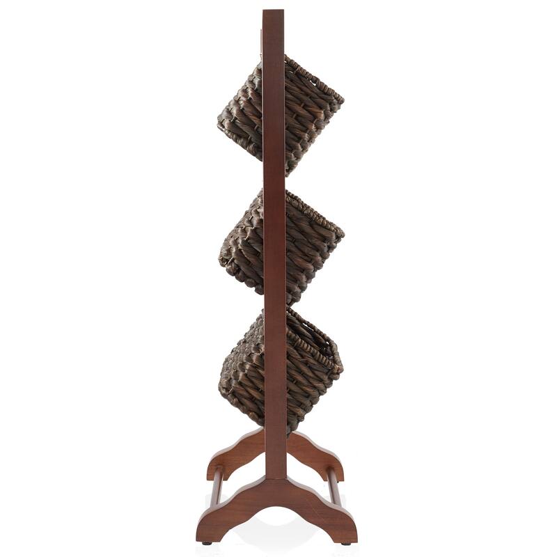 3Tier Floor Stand with Hyacinth Storage Basket Bins