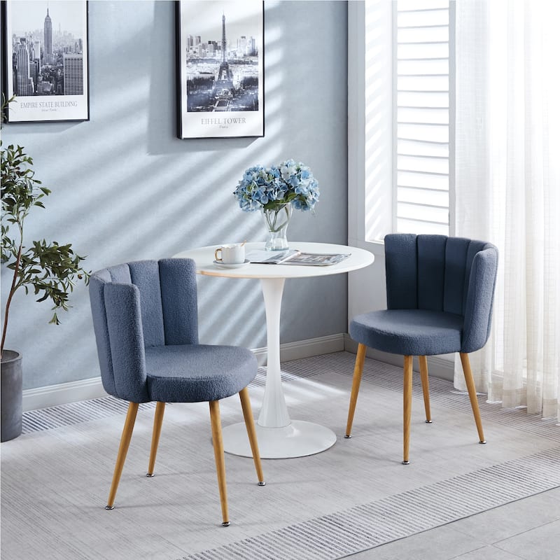 Blue 23.62" Accent Chairs with Iron Legs (Set of 2)