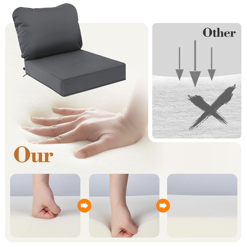 Waterproof Outdoor Deep Seat Cushion Set for Patio Furniture and Chairs