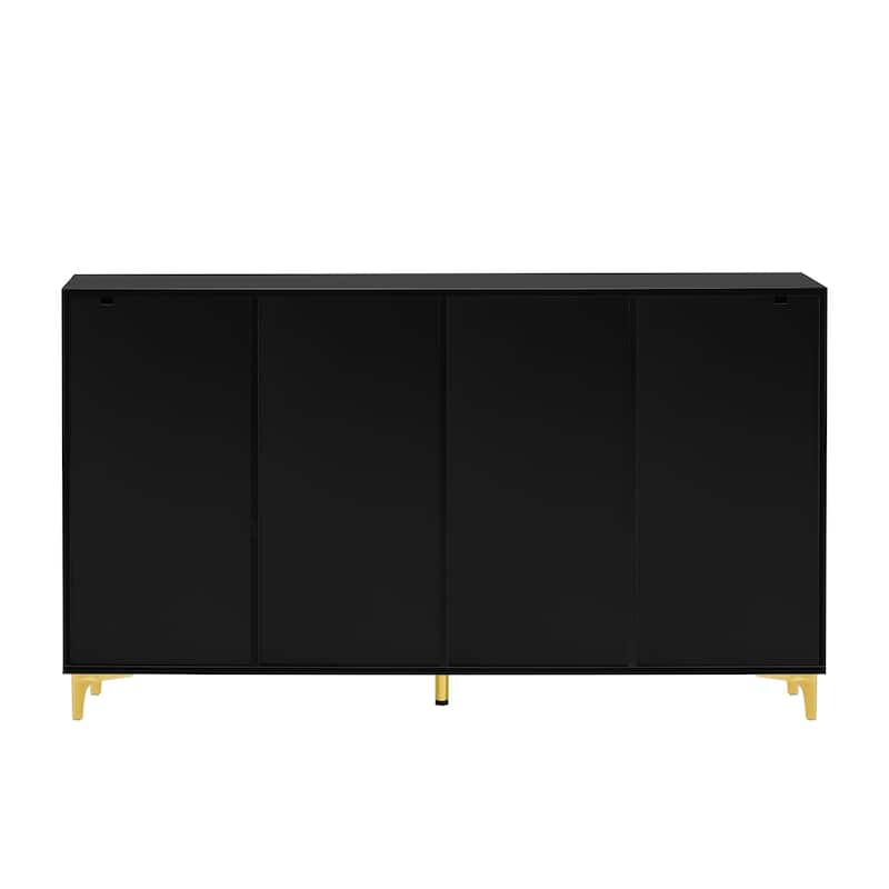 55" Sideboard Storage Cabinet with Adjustable Shelves, Glossy Finish