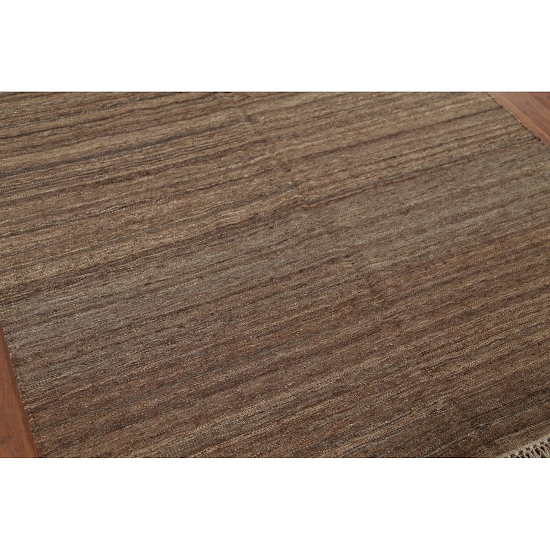 Hand-Woven Brown Kilim Persian Vintage Rug Hand-Knotted Wool Carpet - 5'2"x 6'7"