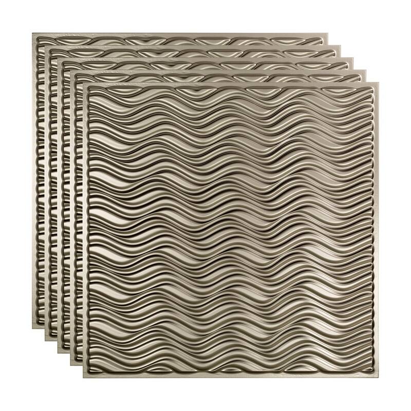 FASÄDE Current Decorative Vinyl 2ft x 2ft Lay in Ceiling Panel in Brushed Nickel (5 Pack) - 5 Pack - Brushed Nickel