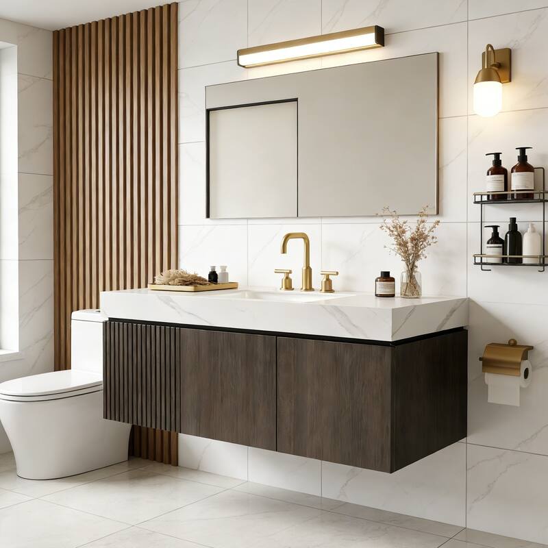 Floating Storage Bathroom Vanity with 3 Pre-drilled Faucet Holes