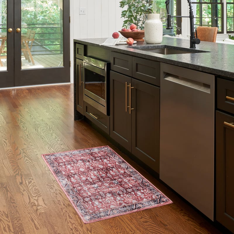 Brilliance Machine Washable Persian Vintage Medallion Area Rug