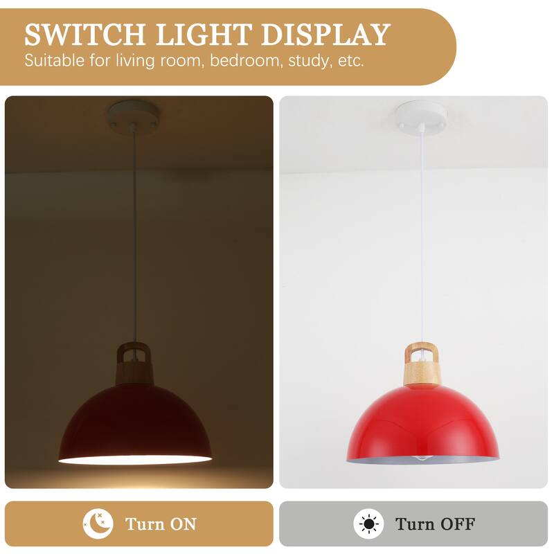 1-Light Rustic Hanging Pendant Light with Metal Shaded for Kitchen Island