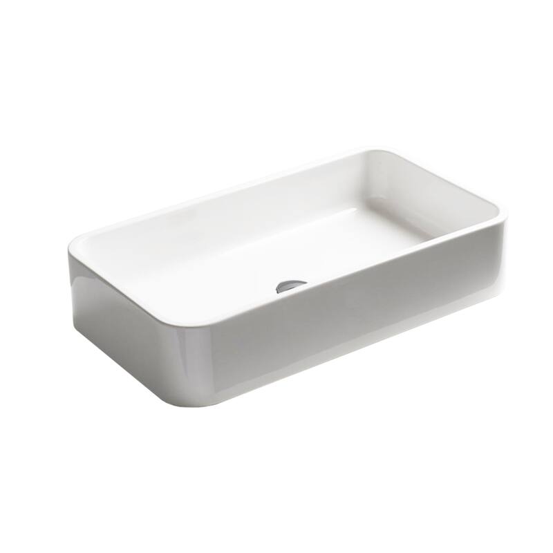 WS Bath Collections Cosa 31-1/2" Rectangle Ceramic Vessel Bathroom - Gloss White