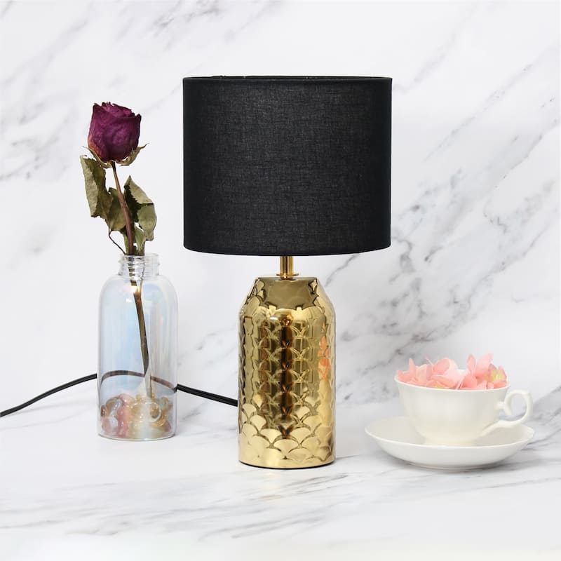 13.4 in. Gold Finish Table Lamp with Black Shade, Sturdy Table Lamp for Living Rooms and Bedrooms
