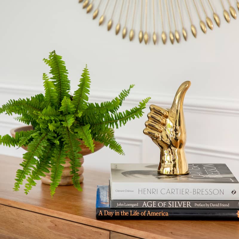 Sagebrook Home 8" Ceramic Asking Hand Statue Decor Ceramic Artsy Desk Sculpture Creative Decorative Art Sculpture - 8" x 4" x 4"