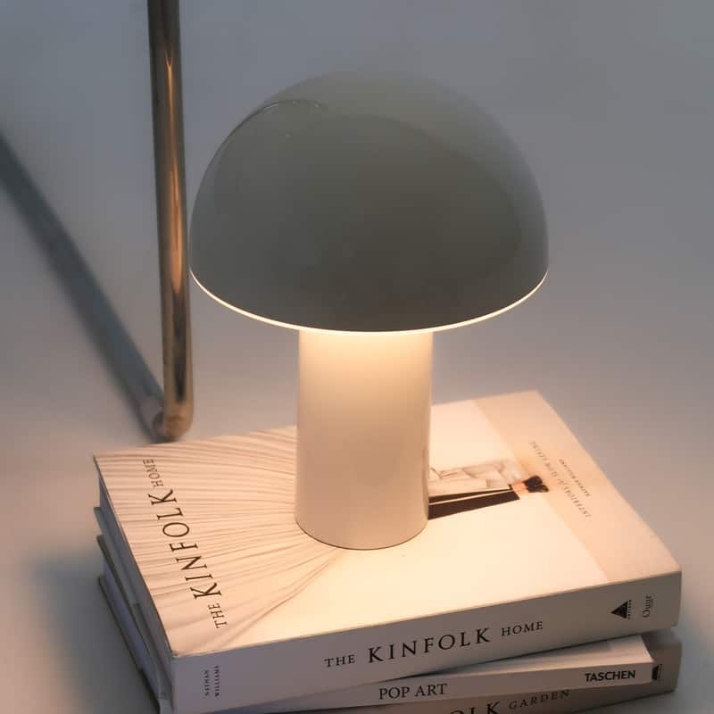 Brightech Celia LED Glossy Modern Round Dome Dimmable Cordless Portable Rechargeable Bedside Nightstand Desk Lamp