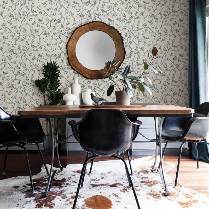 A-Street Prints Crossbill Light Blue Branches Wallpaper