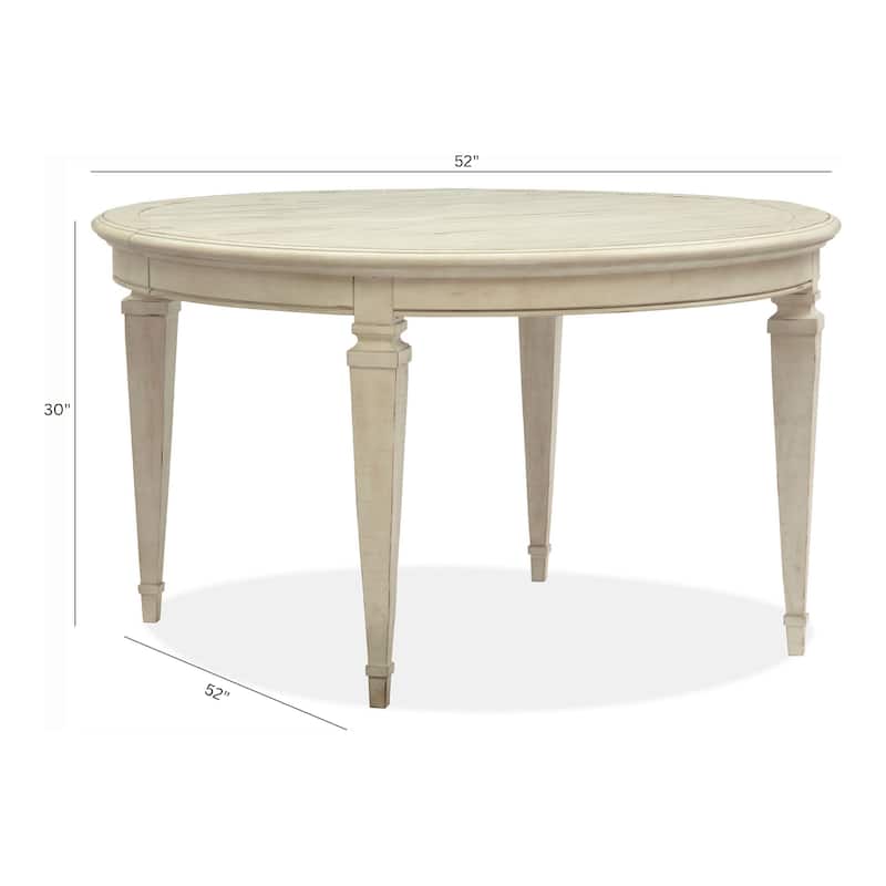 Magnussen Home Newport Alabaster Extendable Round Dining Table - 52''W x 52''D x 30''H