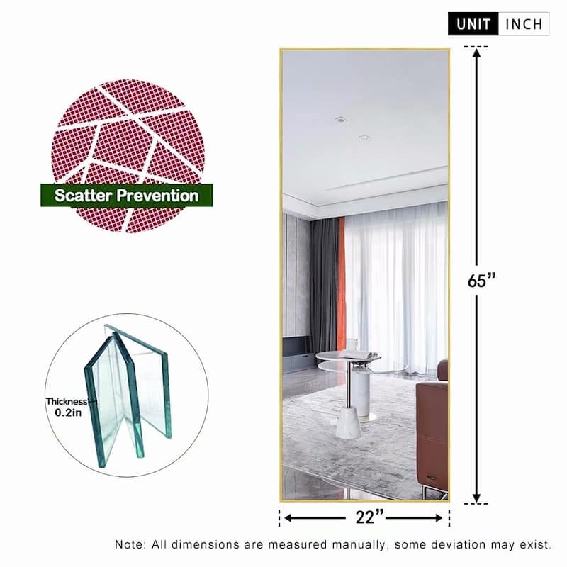 Dovelina Modern Full Length Floor Mirror - Freestanding Vanity Mirror for Bathroom or Living Space