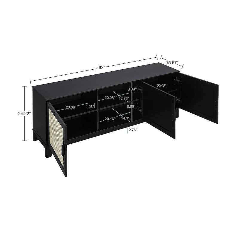 Manhattan Comfort Sheridan 62.99 In. Modern Cane Media Cabinet Console