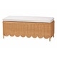 preview thumbnail 1 of 7, Teresa Bohemian Light Honey Scalloped Rattan Ottoman Bench Light Honey