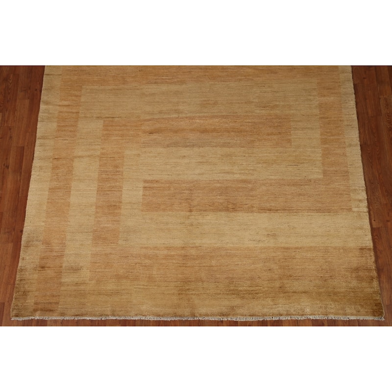 Vegetable Dye Modern Gabbeh Oriental Area Rug Hand-Knotted Wool Carpet - 6'10" x 8'0"