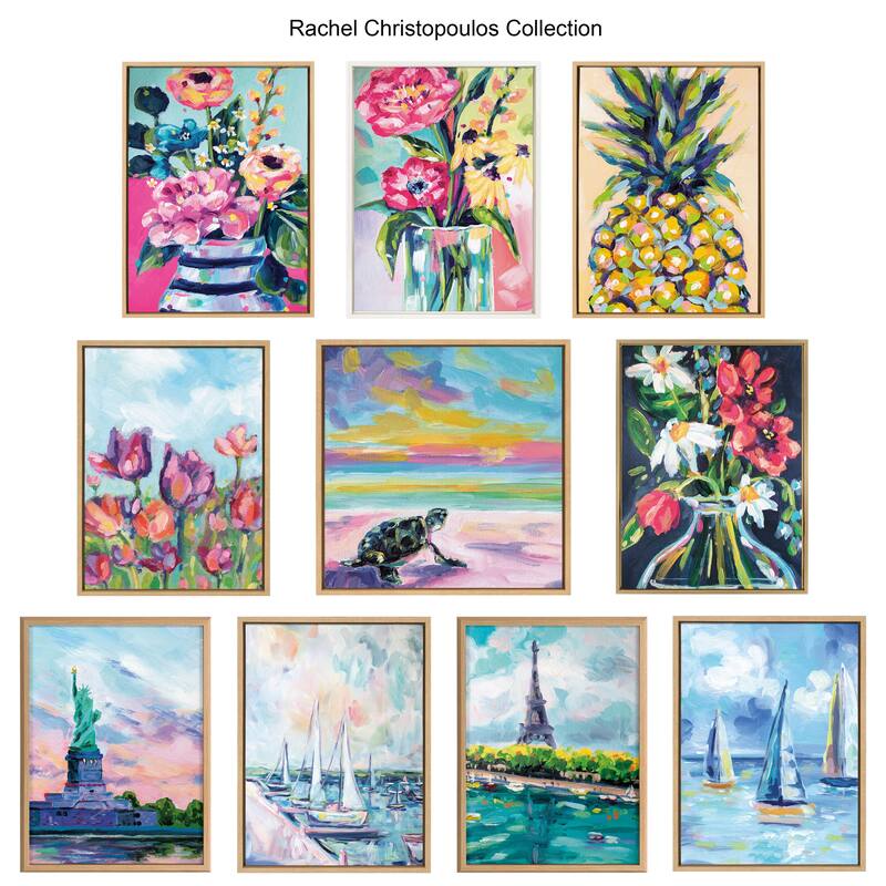 Kate and Laurel Sylvie Rainbows Framed Canvas by Rachel Christopoulos