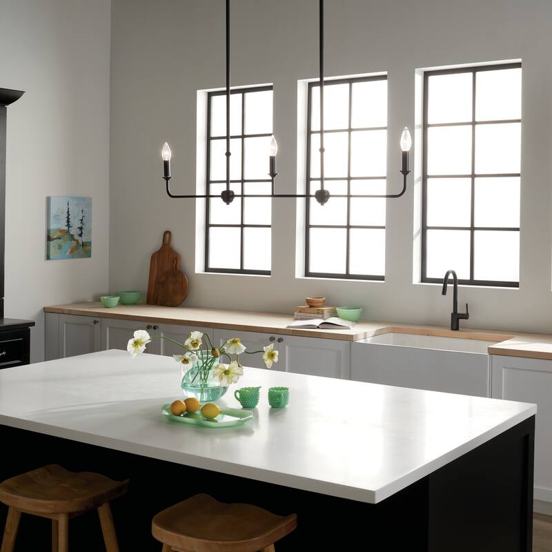 Kichler Lighting Pallas 3-Light Black Linear Chandelier - 48.25 in