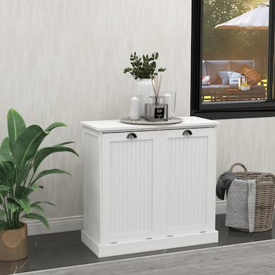 Two-Compartment Tilt-Out Laundry Sorter Cabinet - 14.57 x 32.68 x 31.50