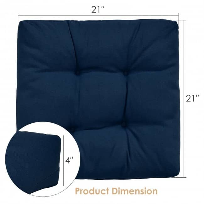 21" x 21" Patio Chair Seat Cushion Pads for Indoor and Outdoor - 21" x 21" x 4" (L x W x H)