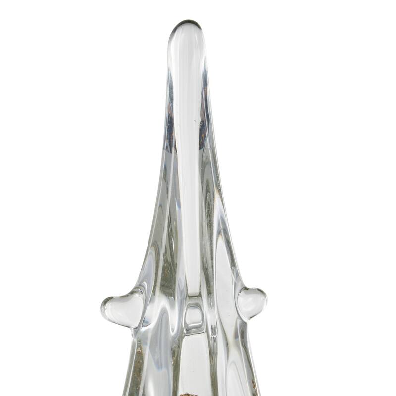 Glass Tree Dimensional Sculpture with Gold Flake Accents - Set of 3 Gold - Roche River Decor - 4"W x 4"L x 15"H