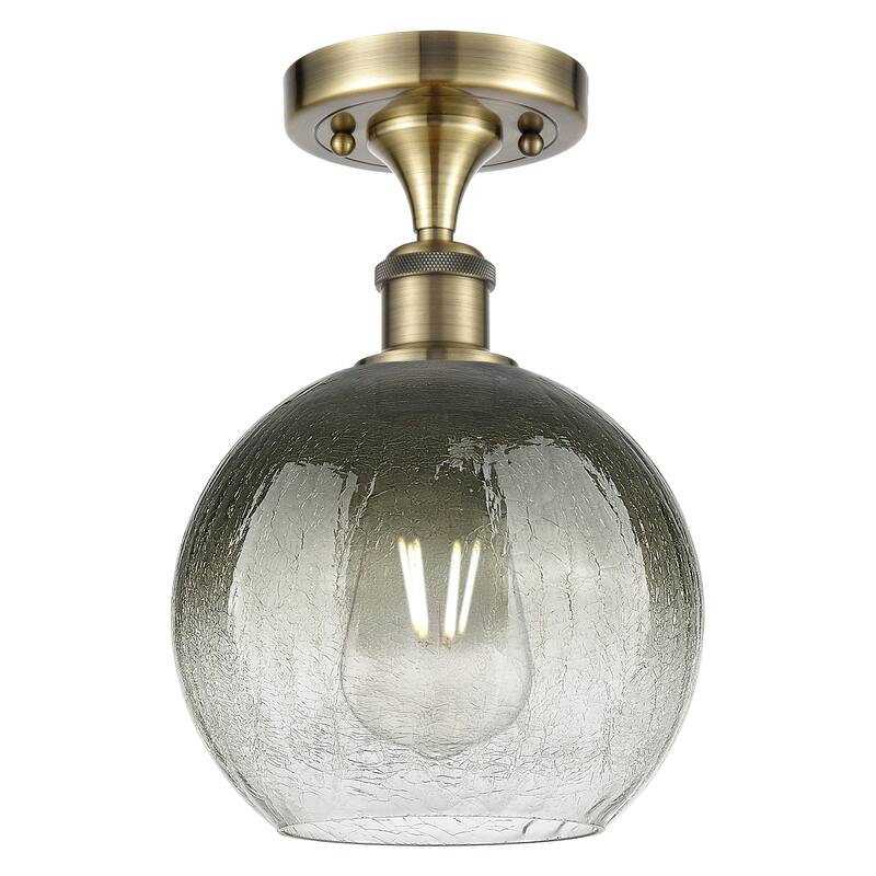 Innovations Lighting Endless Possibilities Ballston - Brookhaven Globe - 1 Light 8" Semi-Flush Mount - Antique Brass/Slate